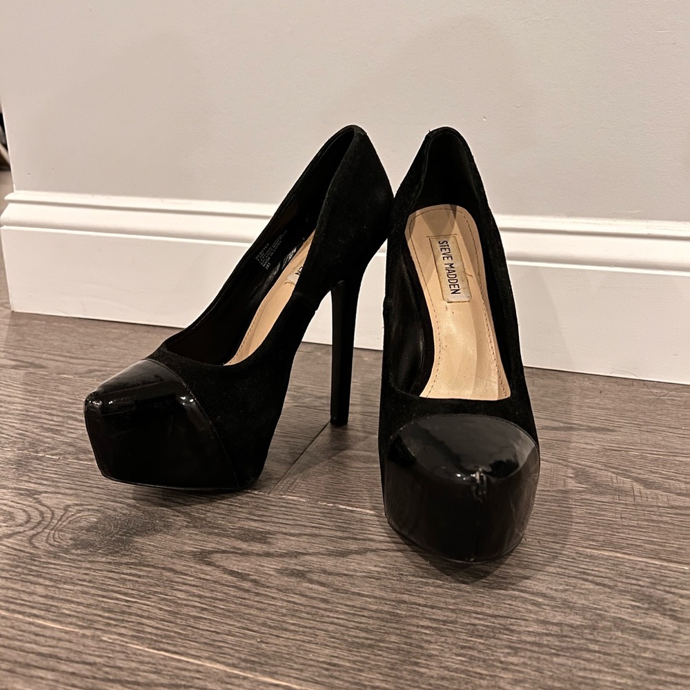 Steve Madden Black Suede Platform Heels